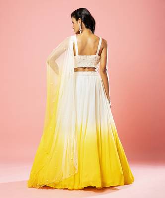 Ivory And Yellow Ombre Lehenga Set 2