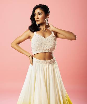 Ivory And Yellow Ombre Lehenga Set 4