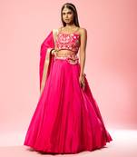 Hot Pink Hand Embroidered Lehenga Set