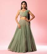 Sage Green Drape Lehenga Set