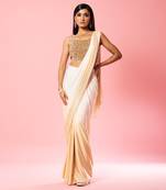 Ivory And Golden Ombre Saree Set
