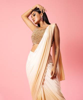 Ivory And Golden Ombre Saree Set 2