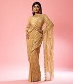 Golden Hand Embroidered Saree Set