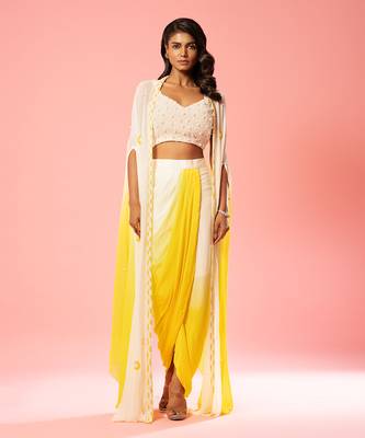 Ivory Yellow Ombre Dhoti Set 1