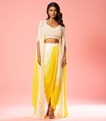 Ivory Yellow Ombre Dhoti Set