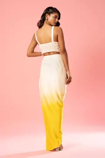 Ivory Yellow Ombre Dhoti Set