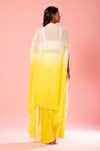 Ivory Yellow Ombre Dhoti Set