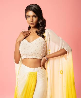 Ivory Yellow Ombre Dhoti Set 4