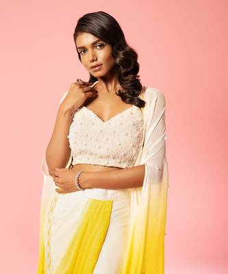 Ivory Yellow Ombre Dhoti Set 5