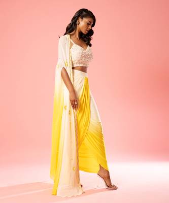 Ivory Yellow Ombre Dhoti Set 6