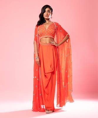 Tangerine Orange Dhoti Set 2