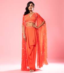 Tangerine Orange Dhoti Set