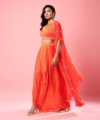 Tangerine Orange Dhoti Set 3