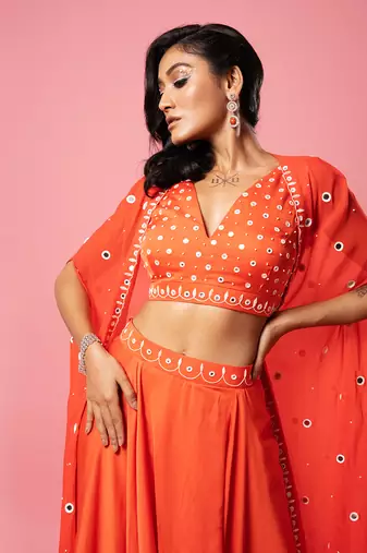 Tangerine Orange Dhoti Set