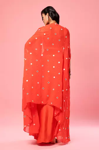 Tangerine Orange Dhoti Set
