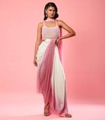 Ivory And Pink Ombre Dhoti Style Dress