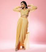 Golden Hand Embroidered Dhoti Set