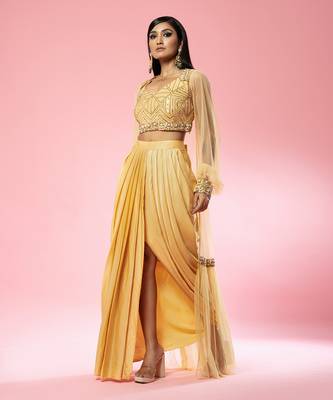 Golden Hand Embroidered Dhoti Set 2