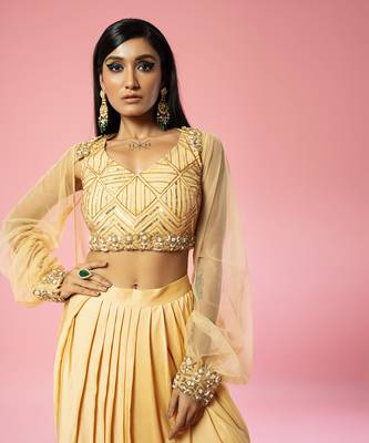 Golden Hand Embroidered Dhoti Set 3