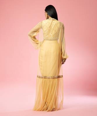 Golden Hand Embroidered Dhoti Set 4
