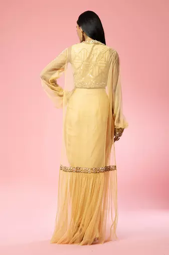 Golden Hand Embroidered Dhoti Set