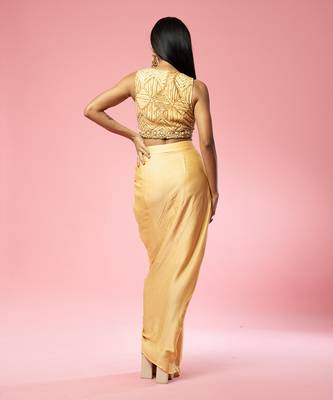 Golden Hand Embroidered Dhoti Set 5