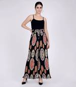 Black Geometric Print Pleated Palazzo