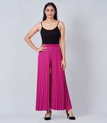 Magenta Pink Wide Leg Pleated Palazzo