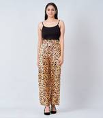 Yellow Animal Print Knife Pleated Palazzo