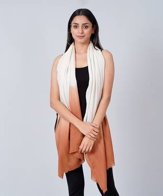 White And Caramel Colour Block Scarf 1