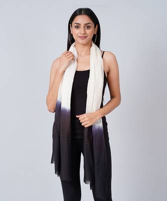 White And Navy Blue Colour Block Scarf 1