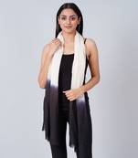 White And Navy Blue Colour Block Scarf