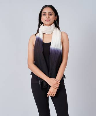White And Navy Blue Colour Block Scarf 2