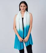 White And Teal Blue Colour Block Scarf