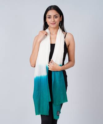 White And Teal Green Colour Block Scarf 1