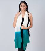 White And Teal Green Colour Block Scarf