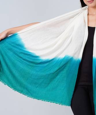 White And Teal Green Colour Block Scarf 3