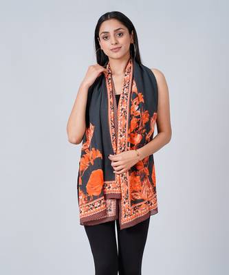 Black And Red Floral Stole 1