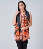 Black And Red Floral Stole