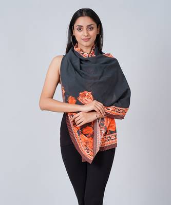 Black And Red Floral Stole 2