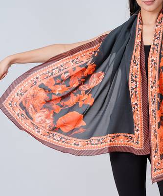 Black And Red Floral Stole 3