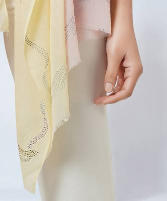 Pink And Cream Ombre Embellished Cashmere Stole 4