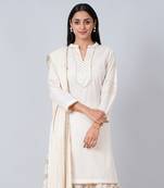 Ivory Nehru Collar Long Kurta