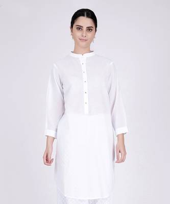 White Nehru Collar Kurta 1