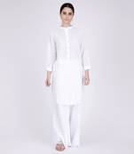 White Nehru Collar Kurta Set