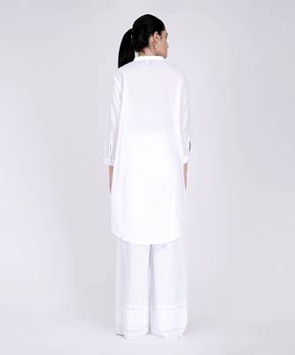 White Nehru Collar Kurta Set 3