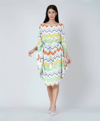 Orange And Yellow Chevron Midi Dress 1