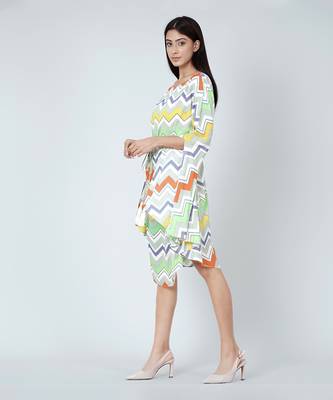 Orange And Yellow Chevron Midi Dress 2