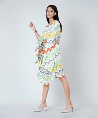 Orange And Yellow Chevron Midi Dress 3