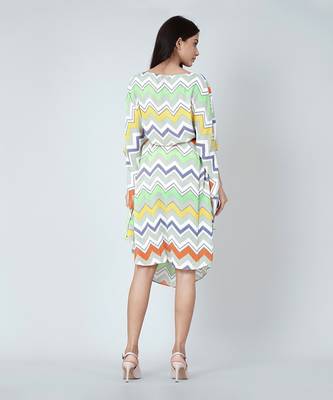 Orange And Yellow Chevron Midi Dress 4